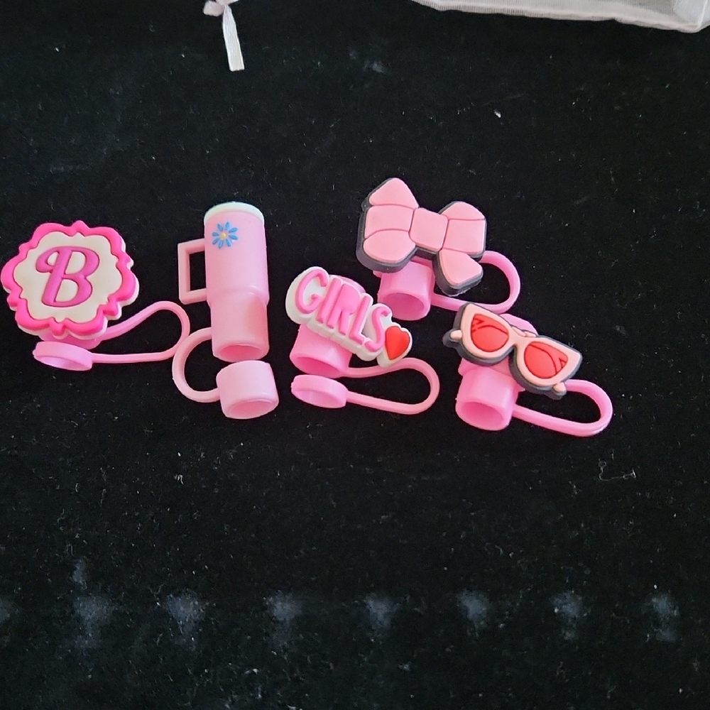 Barbie Pink Straw Topper Set 5